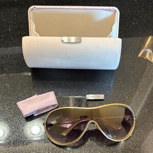 Jimmy Choo Gold Frame Sunglasses with Brown Lenses